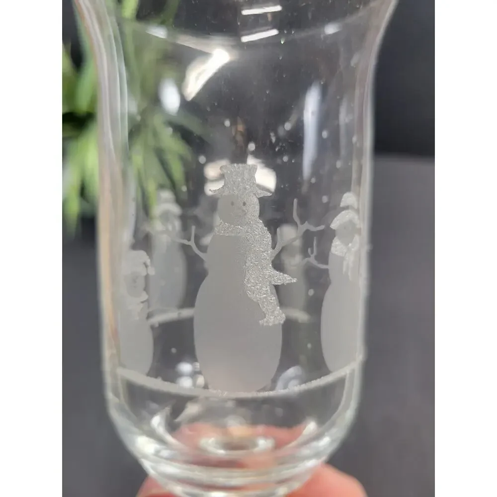 Vintage Homco Snowman Glass Candle Peg Cup Single Home Interiors Holiday Votive